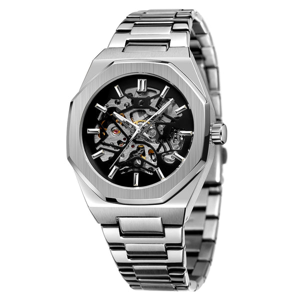 DP Factory282S Mens Automatic Silver Watch With Full Black 316L